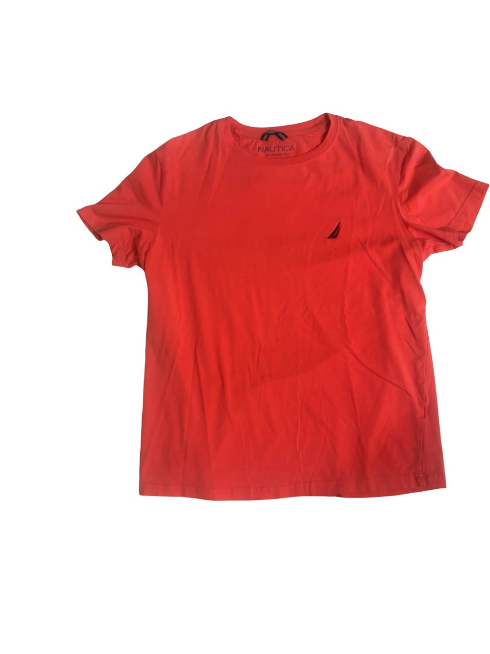 Nautica Orange Short-Sleeve Crewneck Perfromance Athletic Casual Cotton T Small